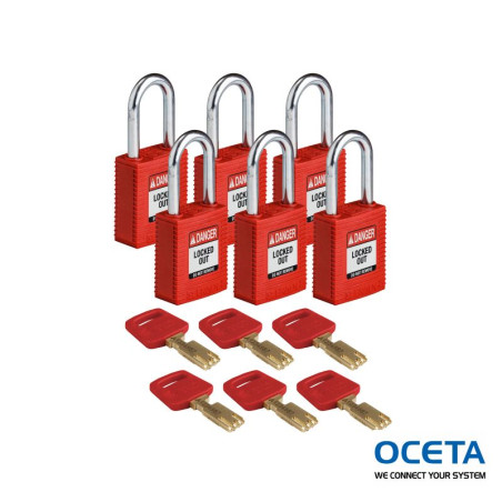 NYL-RED-38ST-KD6PK Cadenas SafeKey – Nylon