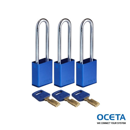 ALU-BLU-76ST-KA3PK Cadenas SafeKey – Aluminium