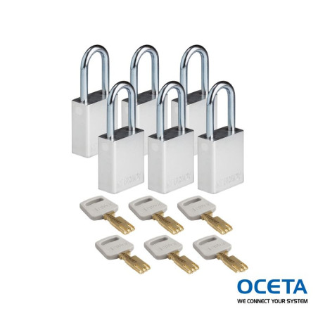 ALU-SLV-38ST-KD6PK Cadenas SafeKey – Aluminium