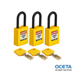 NYL-YLW-38PL-KA3PK Cadenas SafeKey – Nylon