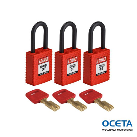 NYL-RED-38PL-KA3PK Cadenas SafeKey – Nylon