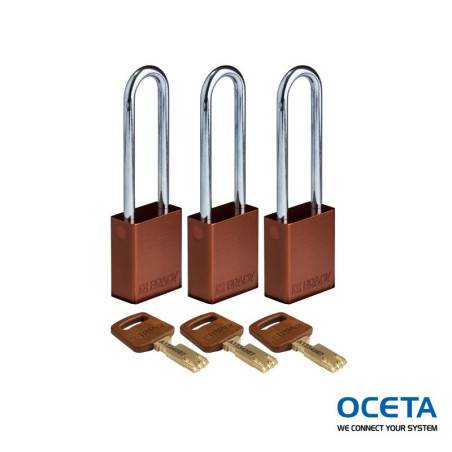 ALU-BRN-76ST-KA3PK Cadenas SafeKey – Aluminium