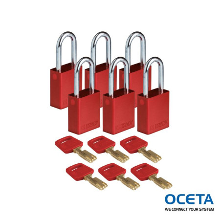 ALU-RED-38ST-KD6PK Cadenas SafeKey – Aluminium