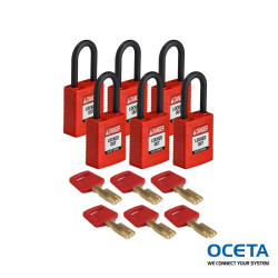 NYL-RED-38PL-KD6PK Cadenas SafeKey – Nylon