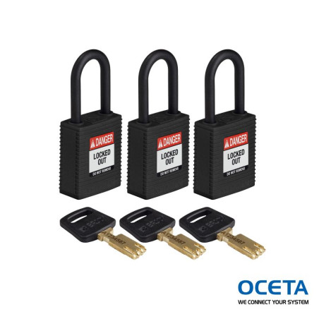 NYL-BLK-38PL-KA3PK Cadenas SafeKey – Nylon