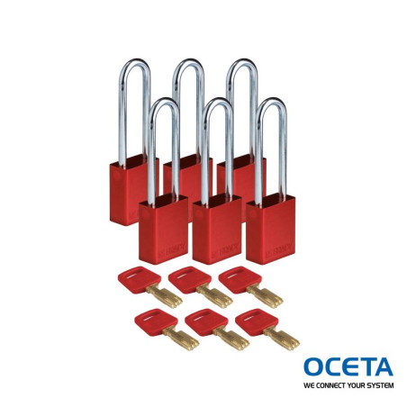 ALU-RED-76ST-KD6PK Cadenas SafeKey – Aluminium