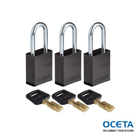 ALU-BLK-38ST-KA3PK Cadenas SafeKey – Aluminium