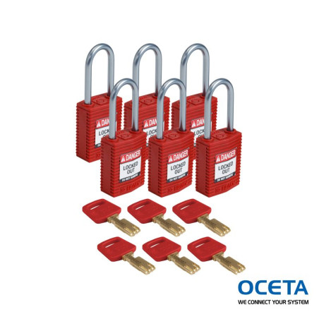 CPT-RED-38AL-KD6PK Cadenas de condamnation SafeKey Compact Nylon