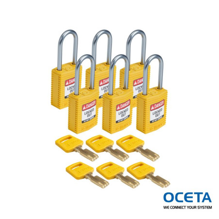 CPT-YLW-38AL-KD6PK Cadenas de condamnation SafeKey Compact Nylon