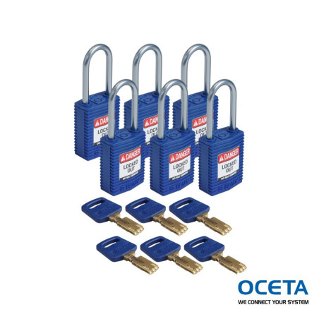 CPT-BLU-38AL-KD6PK Cadenas de condamnation SafeKey Compact Nylon