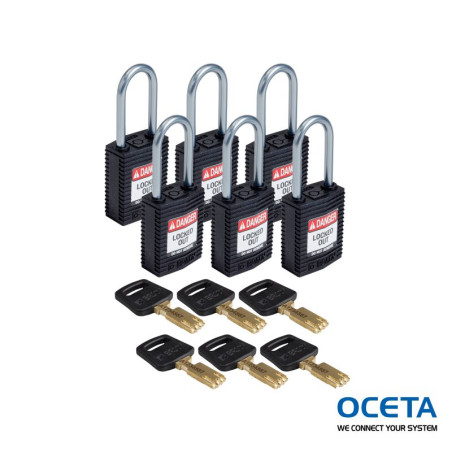 CPT-BLK-38AL-KD6PK Cadenas de condamnation SafeKey Compact Nylon