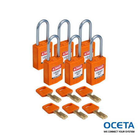 CPT-ORG-38AL-KD6PK Cadenas de condamnation SafeKey Compact Nylon