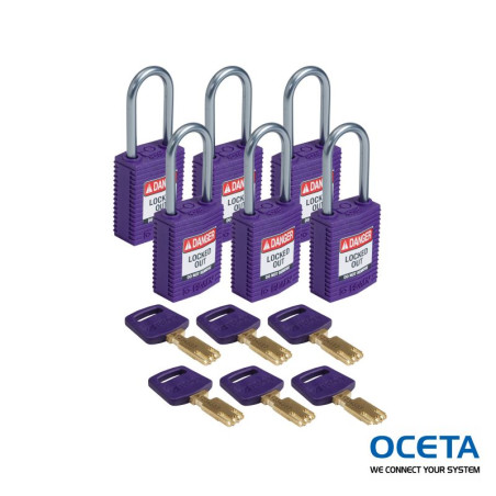 CPT-PRP-38AL-KD6PK Cadenas de condamnation SafeKey Compact Nylon