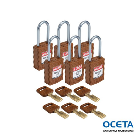 CPT-BRN-38AL-KD6PK Cadenas de condamnation SafeKey Compact Nylon