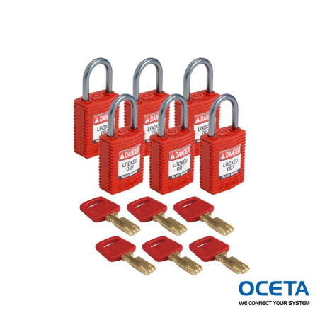 CPT-RED-25AL-KD6PK Cadenas de condamnation SafeKey Compact Nylon