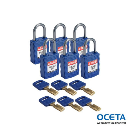 CPT-BLU-25AL-KD6PK Cadenas de condamnation SafeKey Compact Nylon