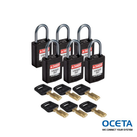 CPT-BLK-25AL-KD6PK Cadenas de condamnation SafeKey Compact Nylon