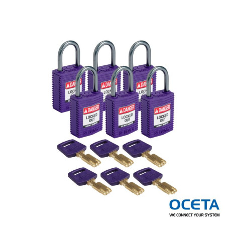 CPT-PRP-25AL-KD6PK Cadenas de condamnation SafeKey Compact Nylon