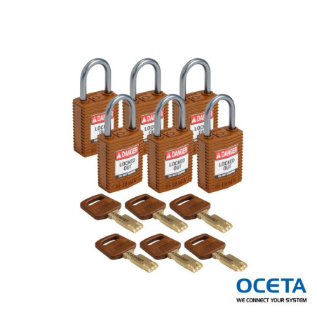 CPT-BRN-25AL-KD6PK Cadenas de condamnation SafeKey Compact Nylon