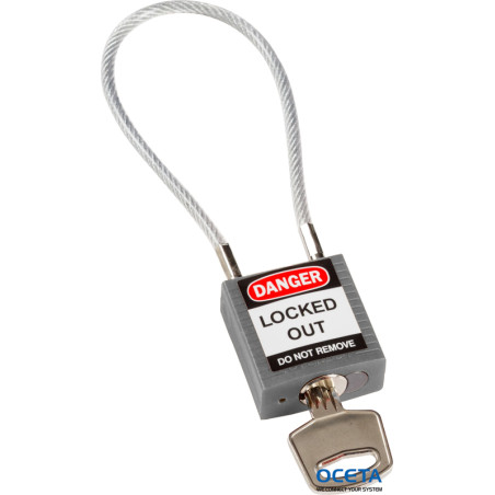 Compact Cable Padlock Grey 20cm KD Cadenas de sécurité