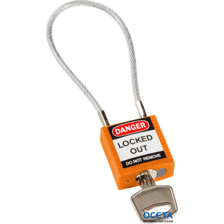 Compact Cable Padlock Orange 20cm KD Cadenas de sécurité