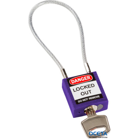 Compact Cable Padlock Purple 20cm KD Cadenas de sécurité