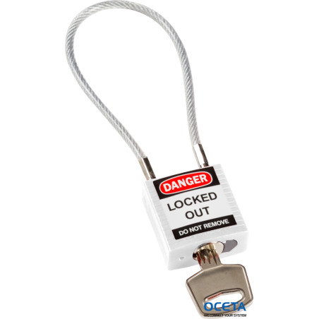 Compact Cable Padlock White 20cm KD Cadenas de sécurité