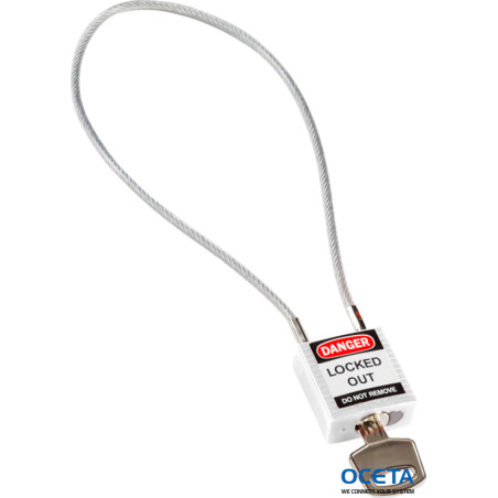 Compact Cable Padlock White 40cm KD Cadenas de sécurité