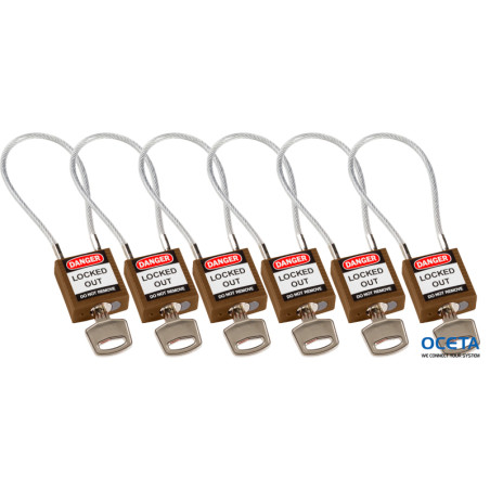 Compact Cable Padlock Brown 20cm  KA/6PK Cadenas de sécurité