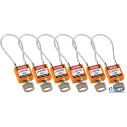 COMPACT CABLE PADLOCK ORANGE 20CM KA/6PK Cadenas de sécurité