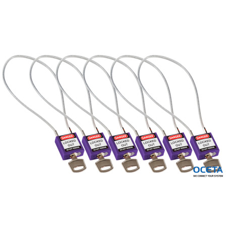 COMPACT CABLE PADLOCK PURPLE 40CM KA/6PK Cadenas de sécurité