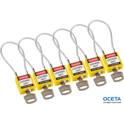 Compact Cable Padlock Yellow 20cm KD/6PK Cadenas de sécurité