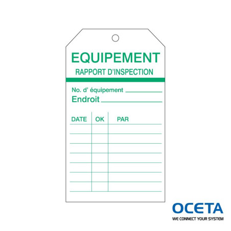 Etiquettes d’inspection d’équipement