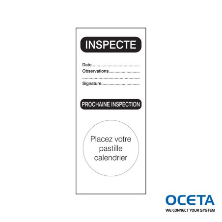 PLAC-INSPECTE 95X40MM Etiquettes d’inspection