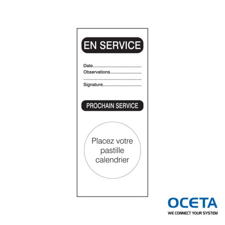 PLAC-EN SERVICE 95X40MM Etiquettes d’inspection