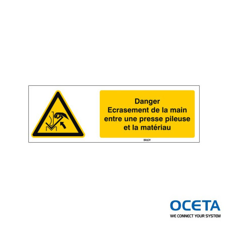 Signalisation ISO - Danger Ecrasement de la main entre une presse pile