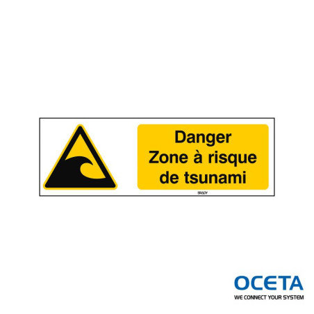 Panneau de sécurité ISO — Danger Zone à risque de tsunami