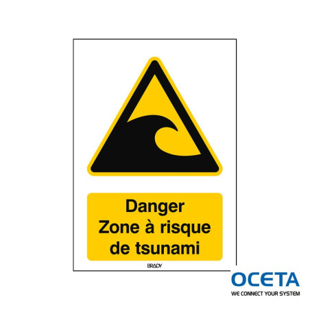 Panneau de sécurité ISO — Danger Zone à risque de tsunami