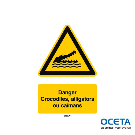 Panneau de sécurité ISO — Danger Crocodiles, alligators ou caïmans