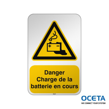 Panneau de sécurité ISO — Danger Charge de la batterie en cours