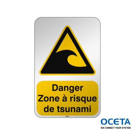 Panneau de sécurité ISO — Danger Zone à risque de tsunami