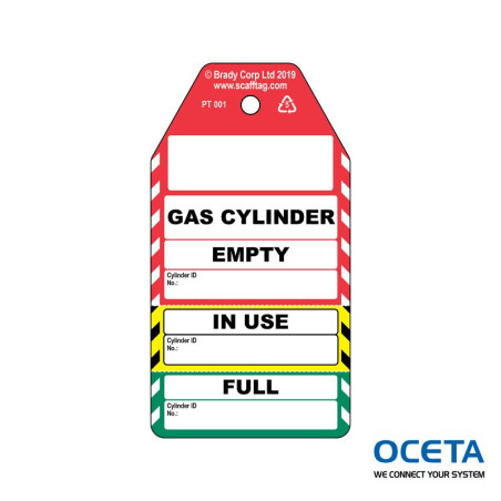 PROC-GB-PT 001-50 Gas Cylinder – Étiquette non adhésive en 3 parties