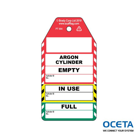 PROC-GB-PT 004-50 Argon Cylinder – Étiquette non adhésive en 3 parties