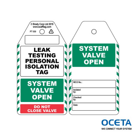 PROC-GB-PT 030-50 Étiquette non adhésive Leak Testing