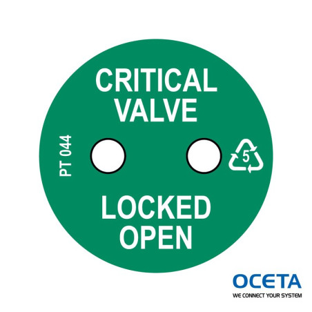 PROC-GB-PT 044-50 Étiquette non adhésive Critical Valve Locked OPEN