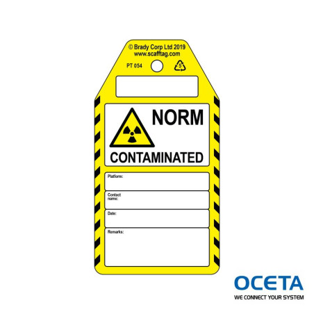 PROC-GB-PT 054-50 Étiquette non adhésive NORM Contaminated