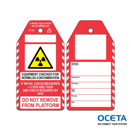 PROC-GB-PT 057-50 Étiquette non adhésive NORM/LSA Contamination Check