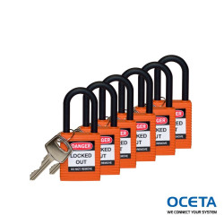 SFTY PADLOCK NYLON 38MM SHA ORANGE 6/PAC Cadenas  sécurité avec anse