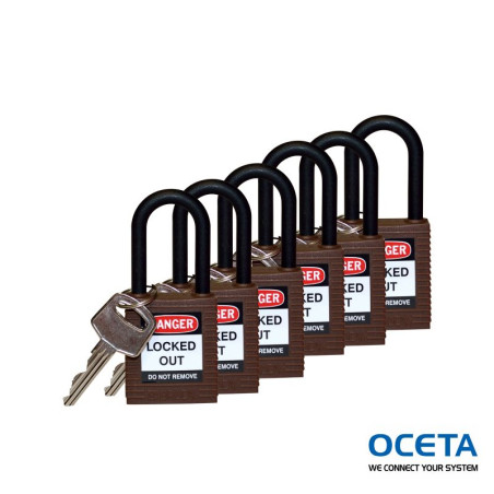 SFTY PADLOCK NYLON 38MM SHA BROWN 6/PAC Cadenas de sécurité avec anse