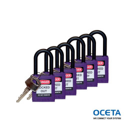 SFTY PADLOCK NYLON 38MM SHA PURPLE 6/PAC Cadenas  sécurité avec anse